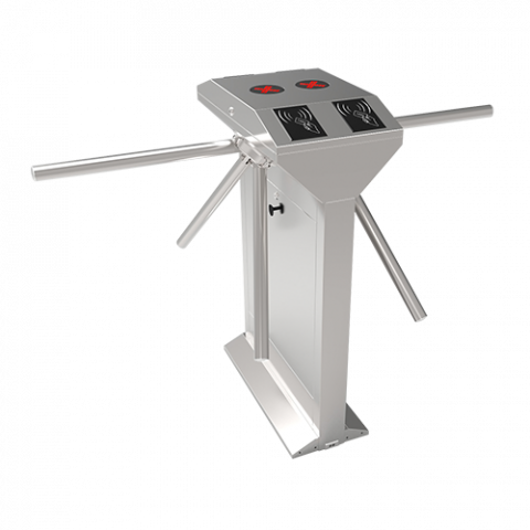 Torniquete trípode bidireccional con doble lector RFID para gimnasios