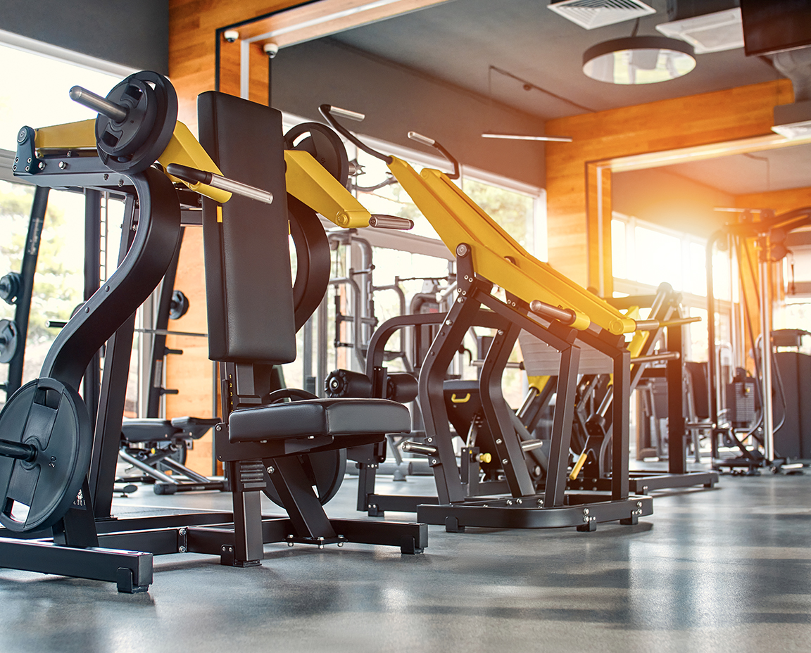 Plano de distribución de zonas en un gimnasio moderno