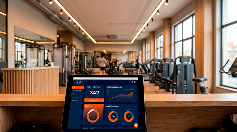 Software de gestión para gimnasios FitNova con panel de control de socios y accesos