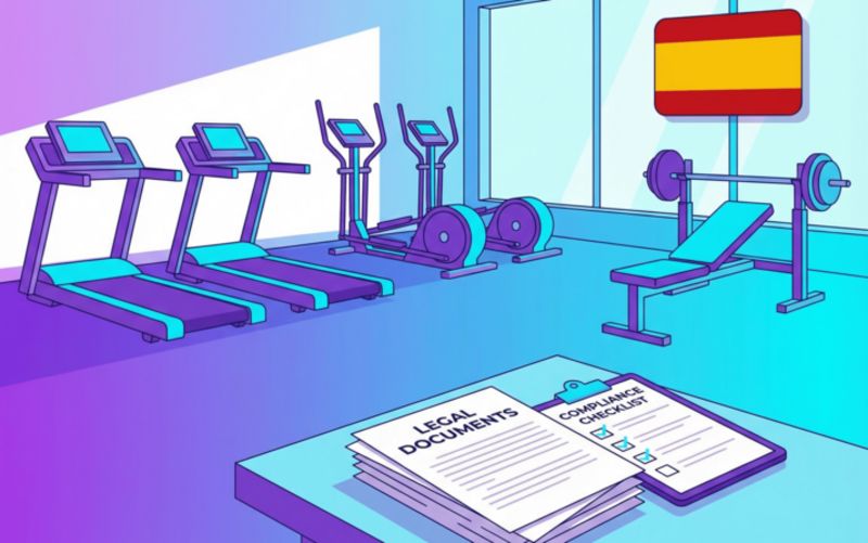 Recepcionista de gimnasio emitiendo factura electrónica con sistema VeriFactu